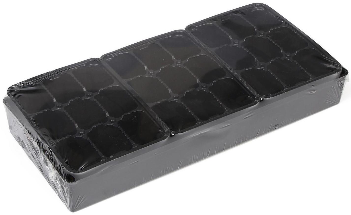 Набор для рассады: кассеты ( 3 шт.) 9 ячеек по 80 мл , поддон, чёрный