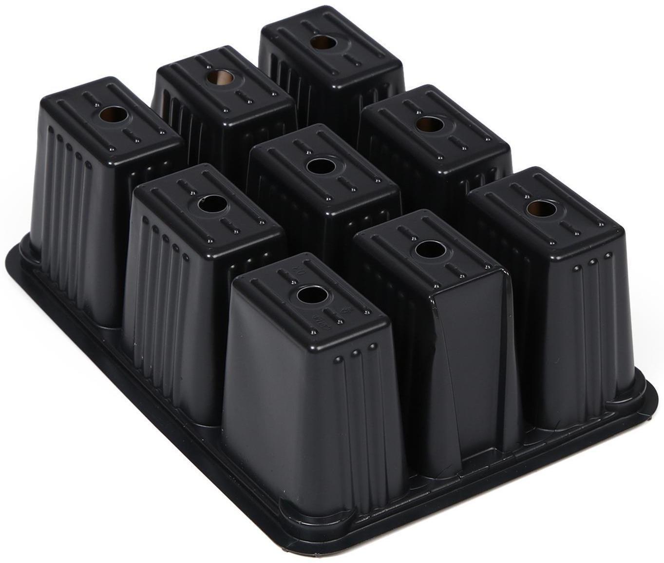 Набор для рассады: кассеты ( 3 шт.) 9 ячеек по 80 мл , поддон, чёрный