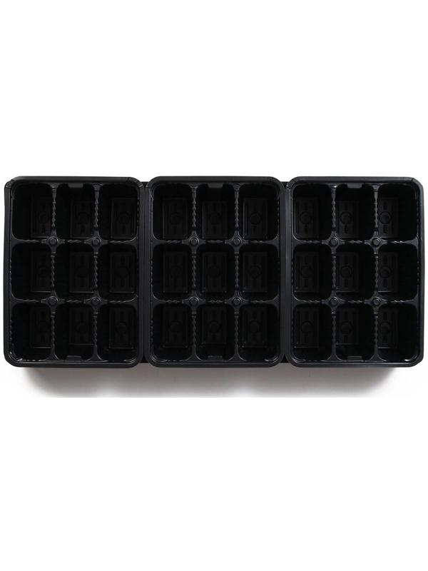 Набор для рассады: кассеты ( 3 шт.) 9 ячеек по 80 мл , поддон, чёрный