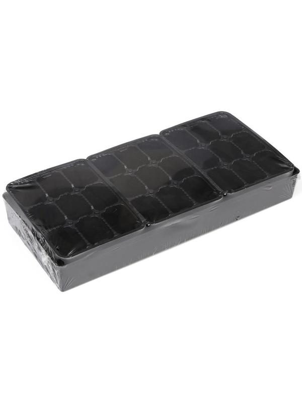 Набор для рассады: кассеты ( 3 шт.) 9 ячеек по 80 мл , поддон, чёрный