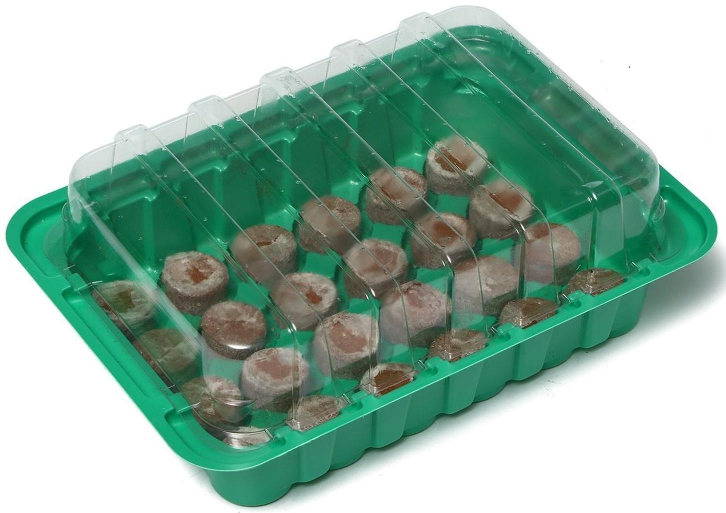 Мини-парник для рассады: кокосовая таблетка d = 3 см, 24 шт., jiffy