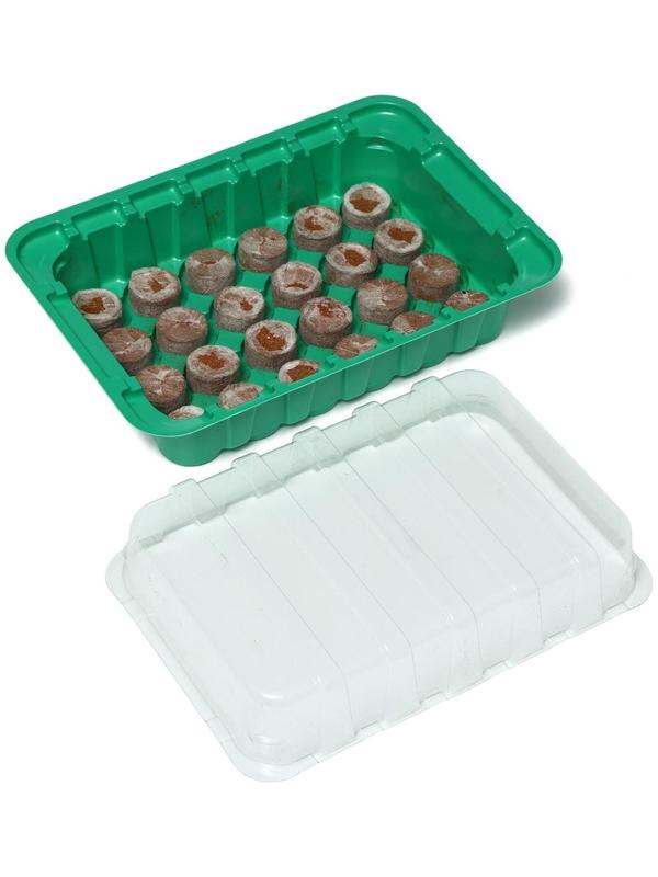 Мини-парник для рассады: кокосовая таблетка d = 3 см, 24 шт., jiffy