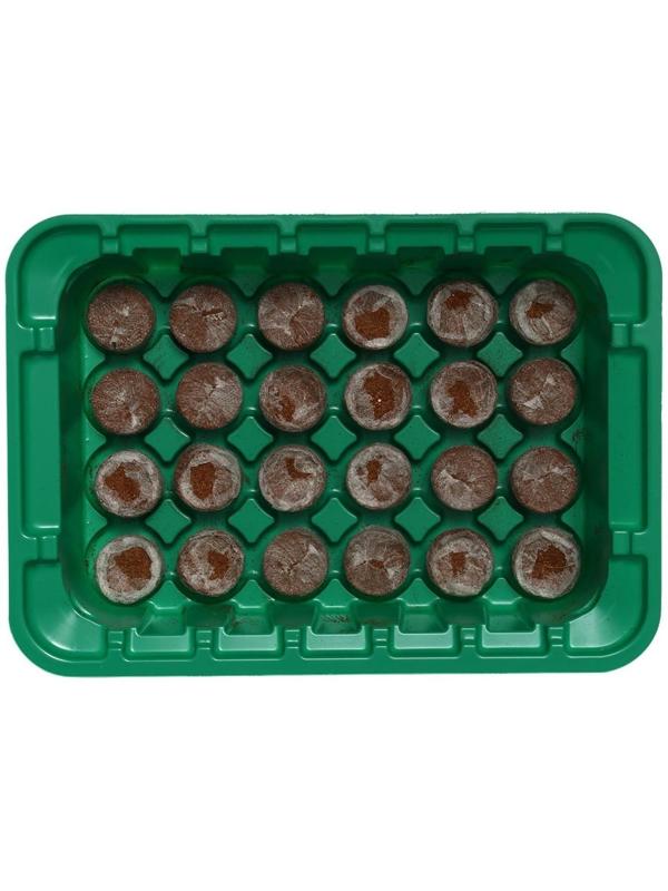 Мини-парник для рассады: кокосовая таблетка d = 3 см, 24 шт., jiffy