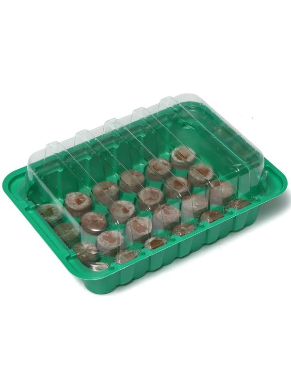 Мини-парник для рассады: кокосовая таблетка d = 3 см, 24 шт., jiffy