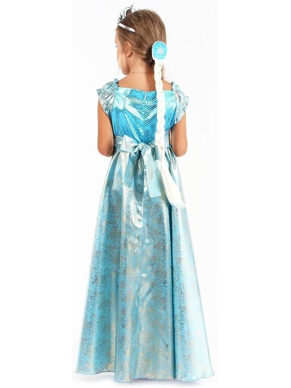 Карнавальный костюм «Элла», платье, плащ, диадема, жезл, коса, р. 30, рост 110-116 см