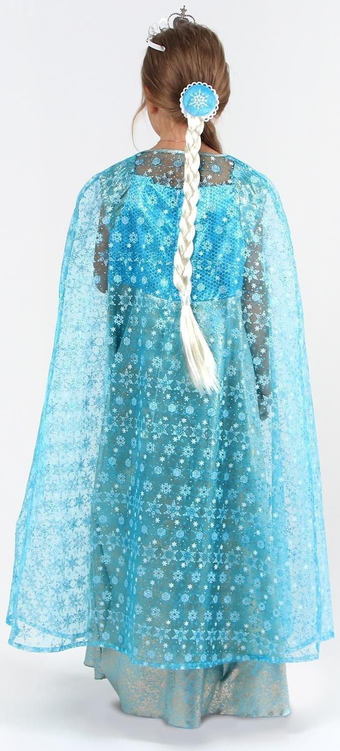 Карнавальный костюм «Элла», платье, плащ, диадема, жезл, коса, р. 36, рост 140 см