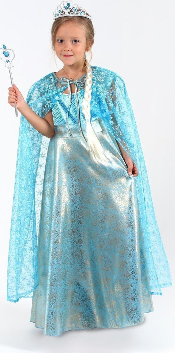 Карнавальный костюм «Элла», платье, плащ, диадема, жезл, коса, р. 36, рост 140 см