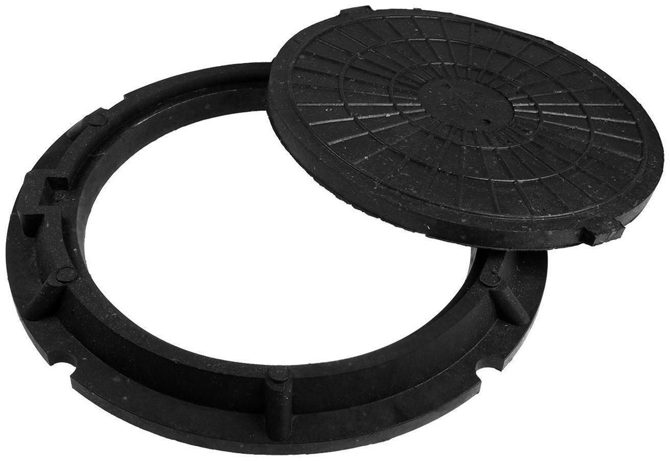 Люк полимерный, легкий, 15 кН, нагрузка до 1.5 т, черный