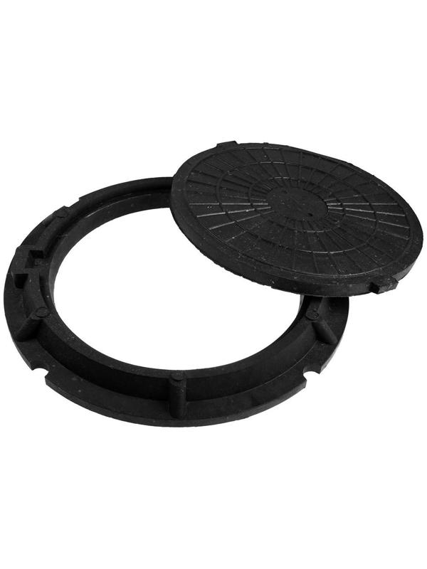 Люк полимерный, легкий, 15 кН, нагрузка до 1.5 т, черный