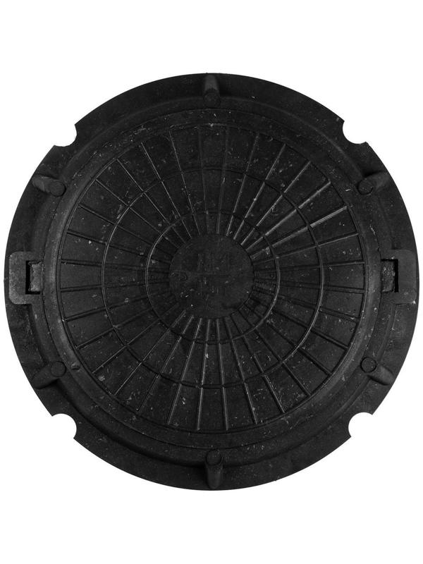 Люк полимерный, легкий, 15 кН, нагрузка до 1.5 т, черный