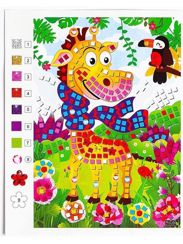 Мозаика стикерная «Жираф в шарфике» блестки, стразы