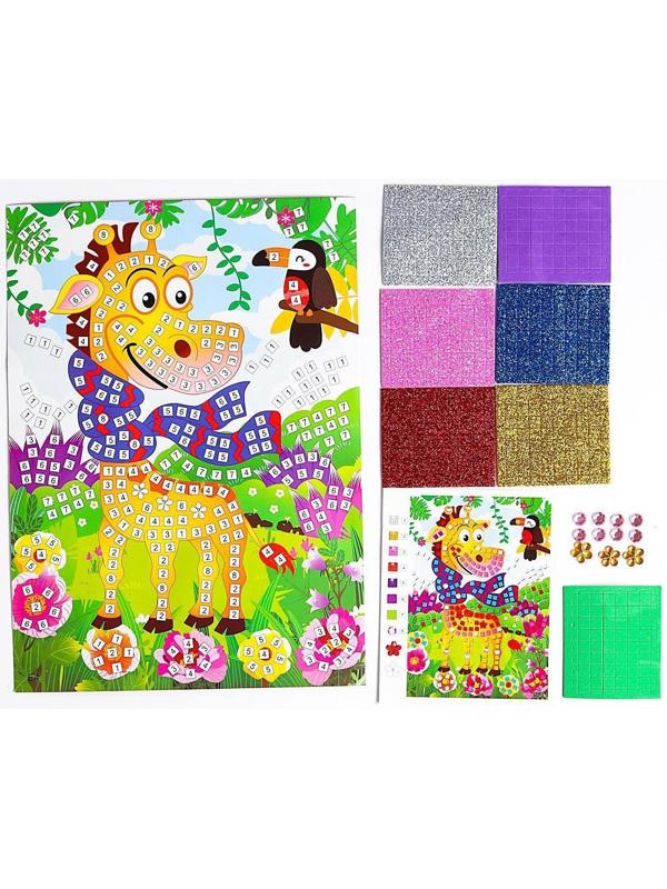 Мозаика стикерная «Жираф в шарфике» блестки, стразы