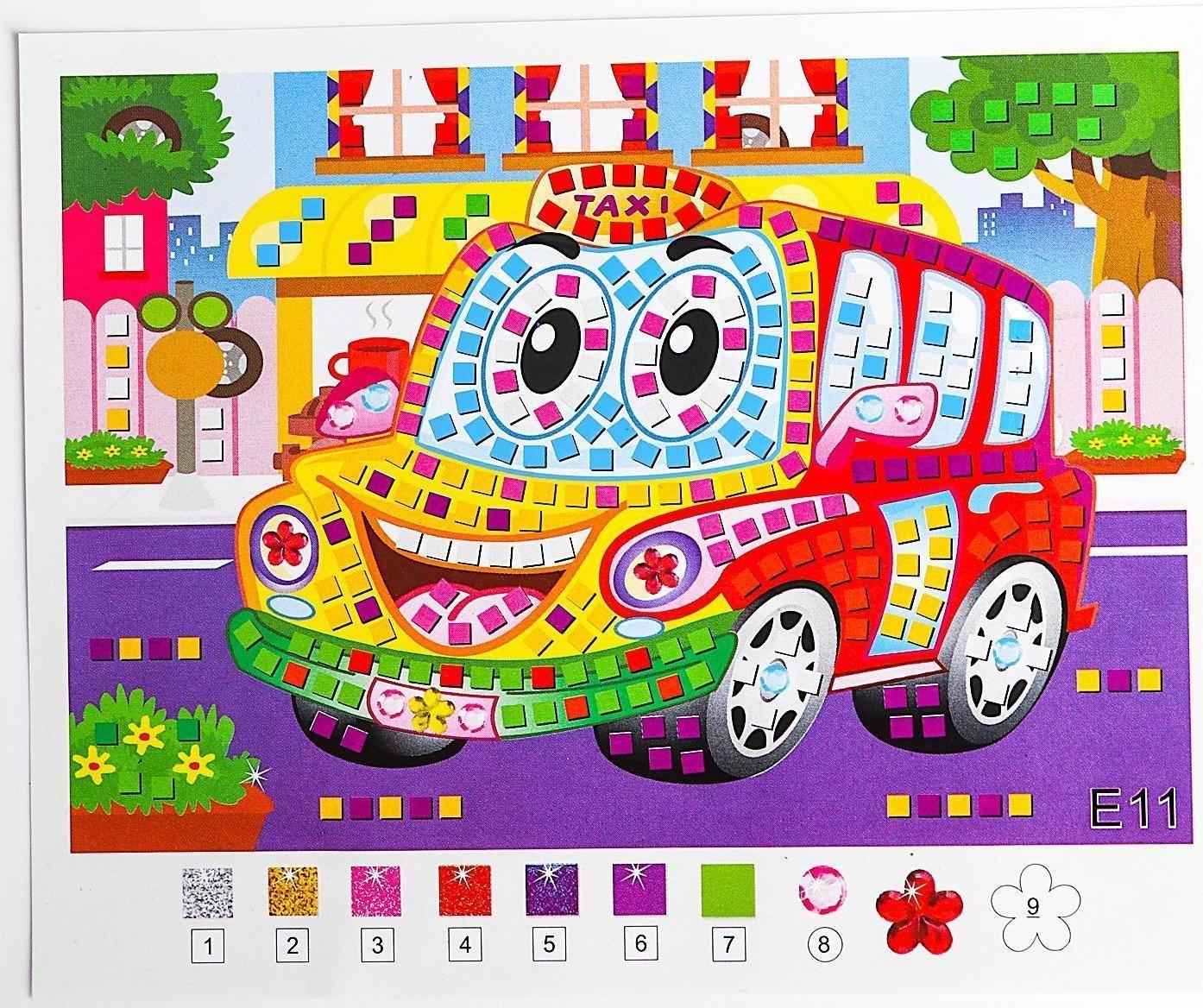 Мозаика стикерная «Такси» блестки, стразы
