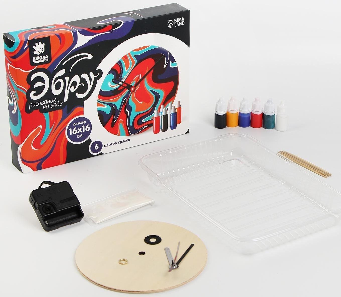 Рисование на воде: эбру «Круглые часы»