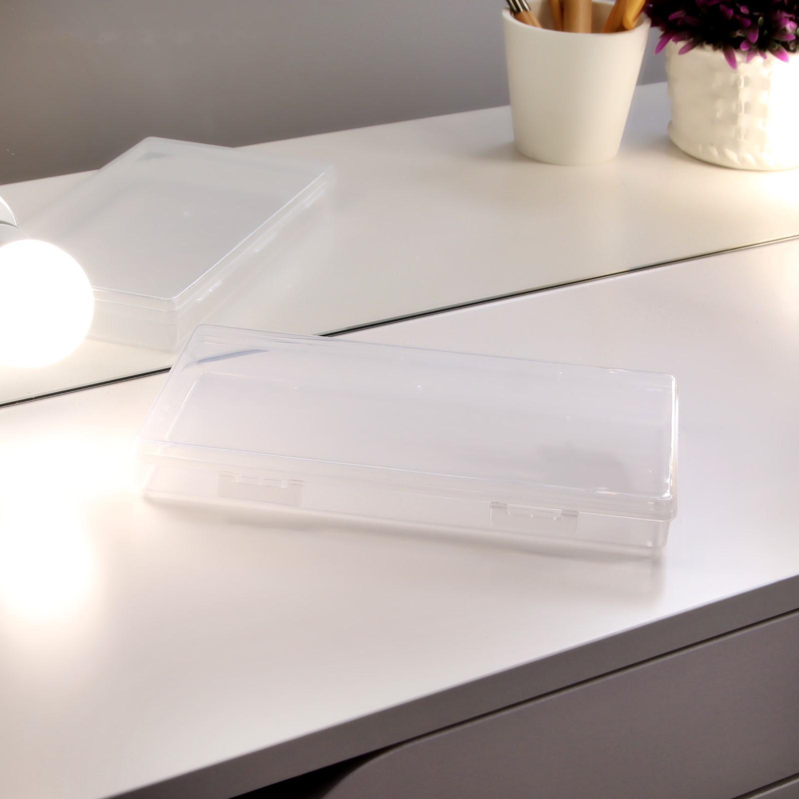 Органайзер для хранения, с крышкой, 19,5 × 10,5 × 2,2 см, цвет прозрачный