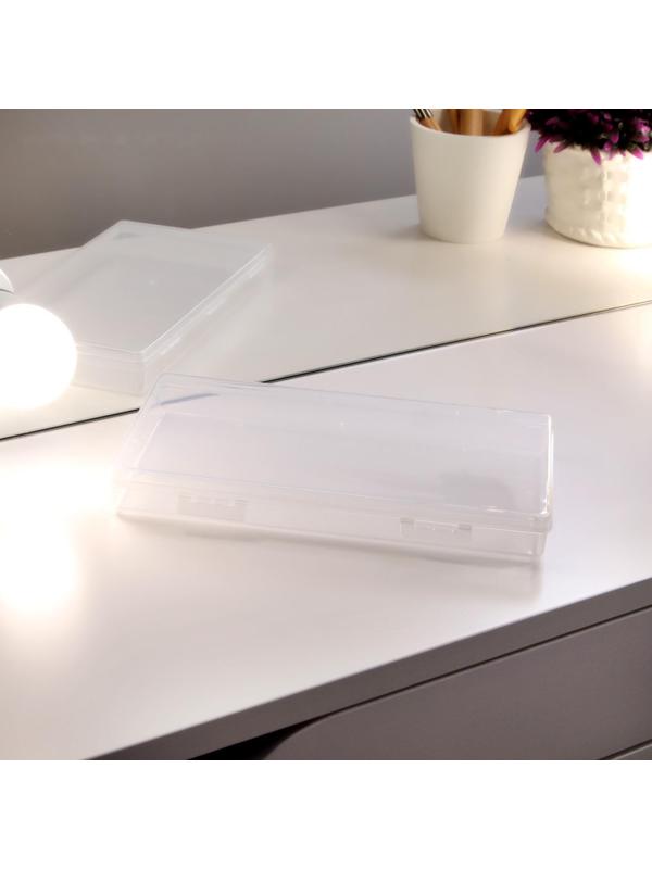 Органайзер для хранения, с крышкой, 19,5 × 10,5 × 2,2 см, цвет прозрачный