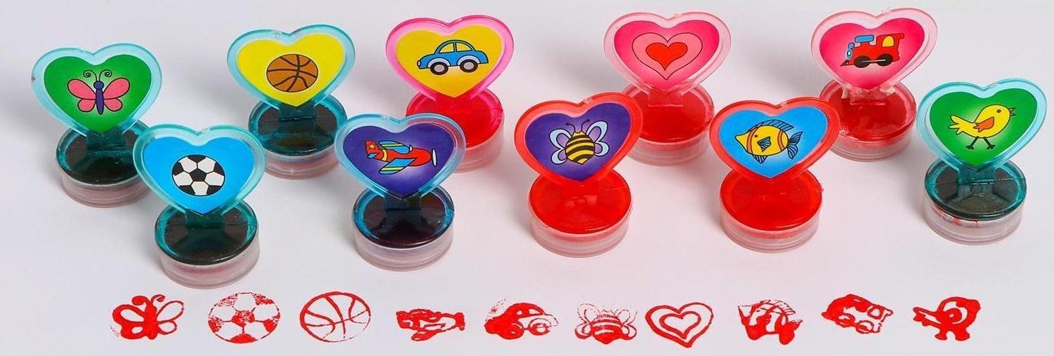 Печать цветная «Сердечки», набор 10 шт , МИКС