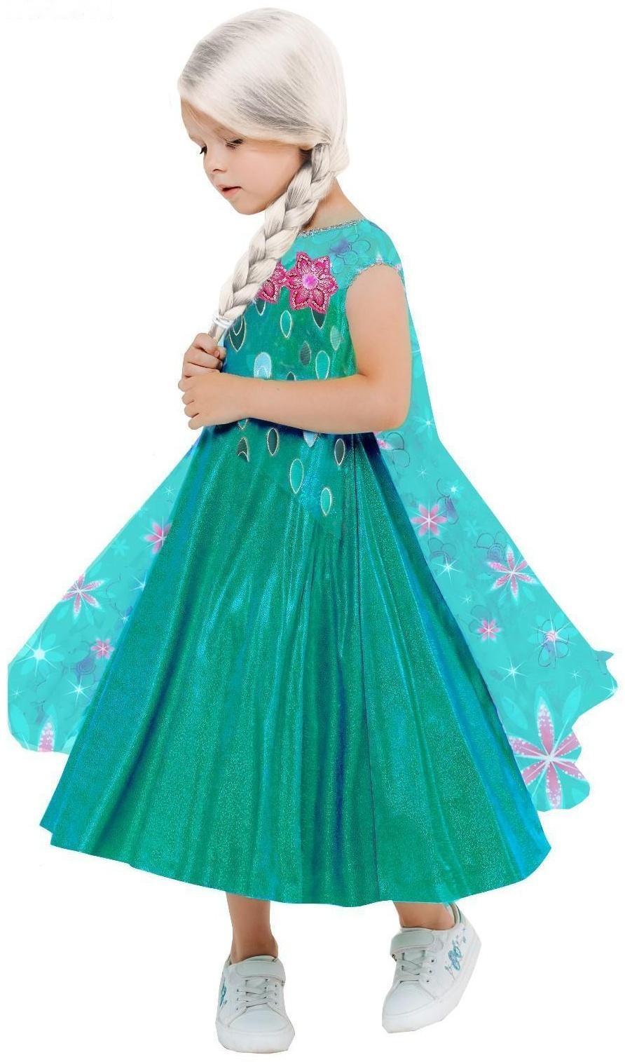 Карнавальный костюм «Эльза зеленое платье», платье с накидкой, парик, р.26, рост 104 см
