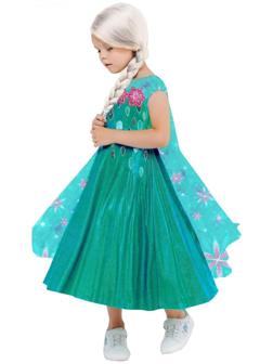 Карнавальный костюм «Эльза зеленое платье», платье с накидкой, парик, р.26, рост 104 см