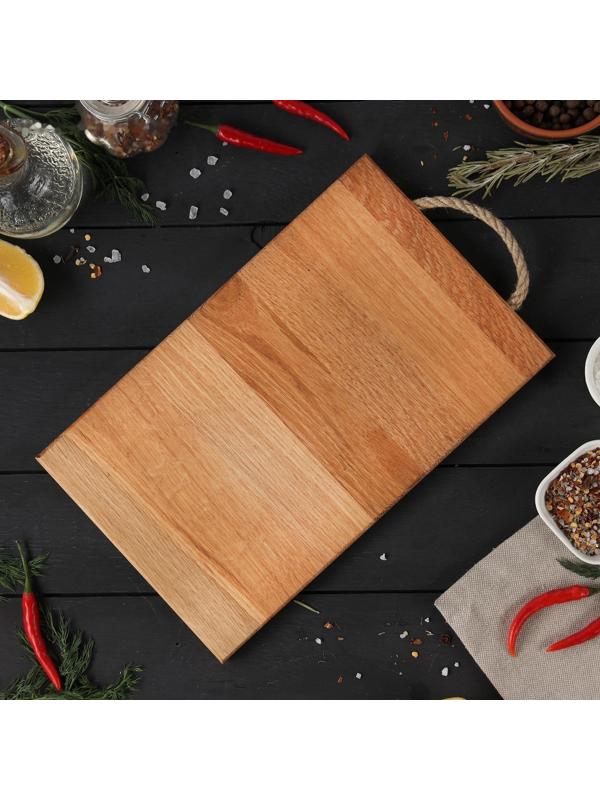 Доска разделочная с верёвочной ручкой Mаgistrо, 29×18×1,2 см, дуб