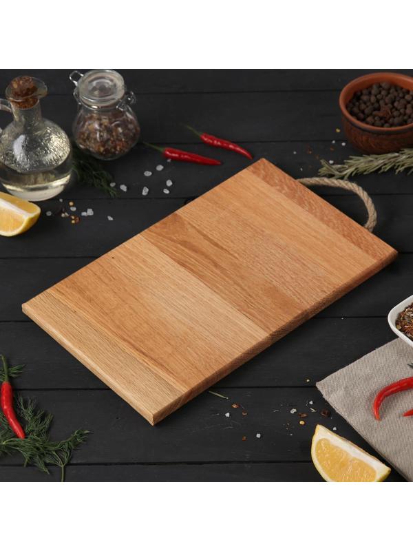 Доска разделочная с верёвочной ручкой Mаgistrо, 29×18×1,2 см, дуб