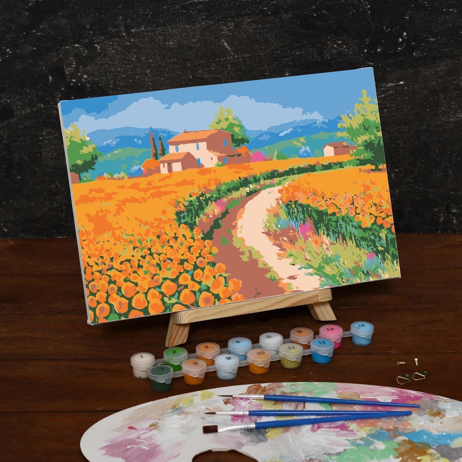 Картина по номерам на холсте с подрамником «Тюльпановые поля», 30х20 см