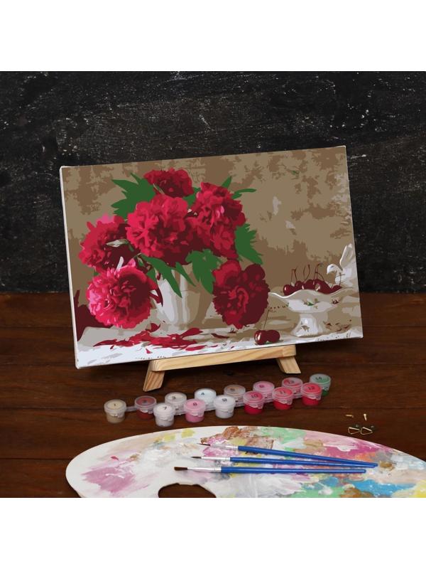 Картина по номерам на холсте с подрамником «Розовые пионы», 30х20 см
