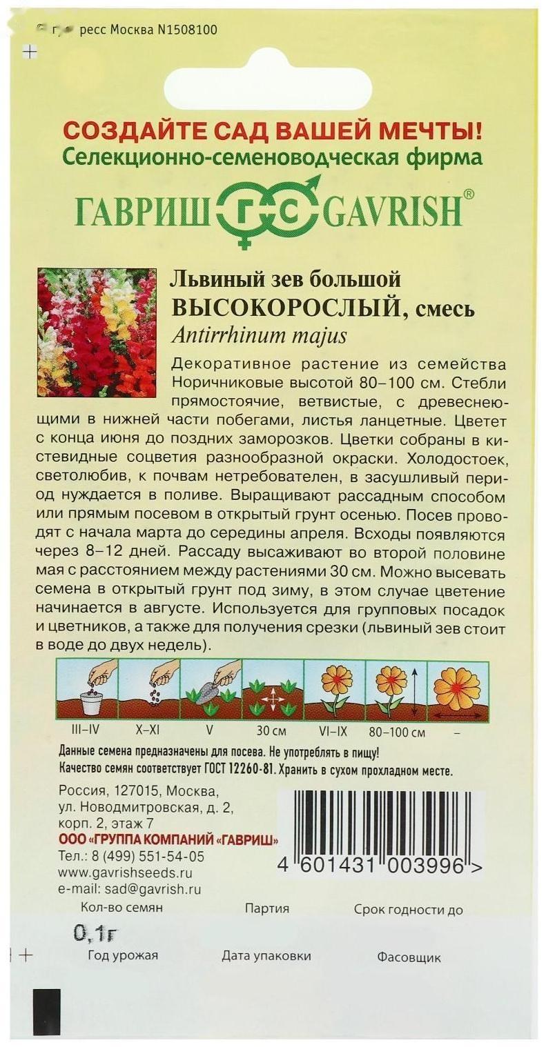 Семена цветов Антирринум (Львиный зев) 