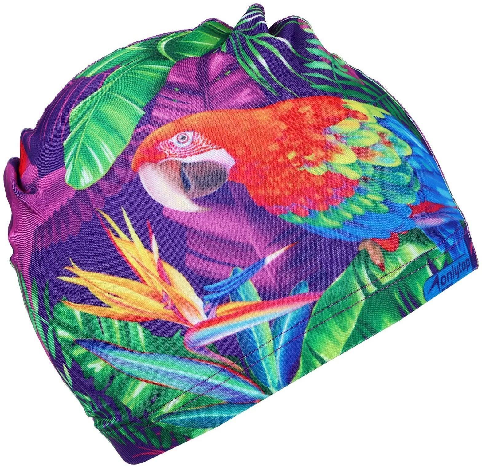 Шапочка для плавания женская «Попугай», тканевая, обхват 54-60 см