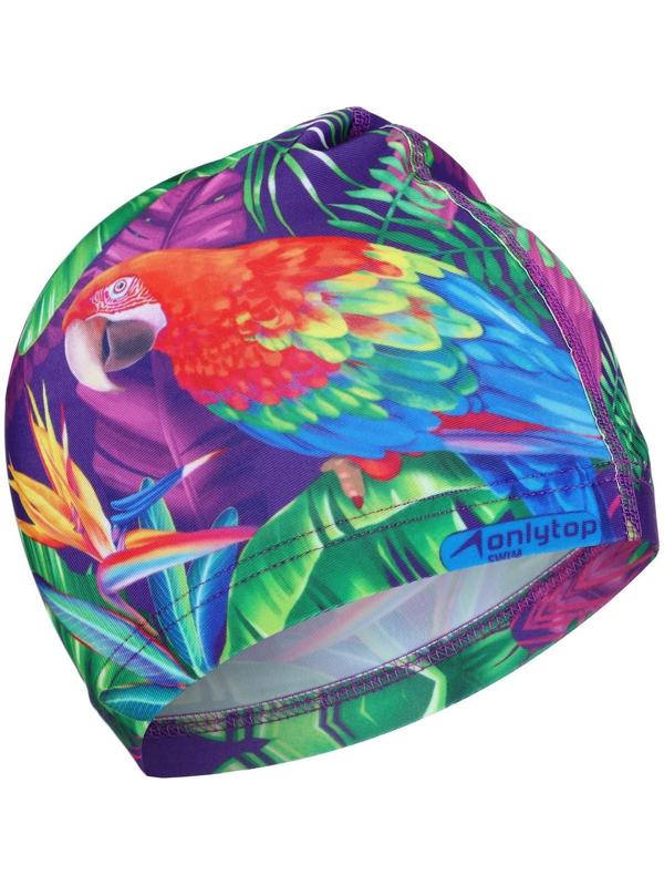 Шапочка для плавания женская «Попугай», тканевая, обхват 54-60 см