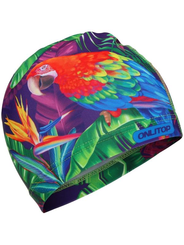 Шапочка для плавания женская «Попугай», тканевая, обхват 54-60 см