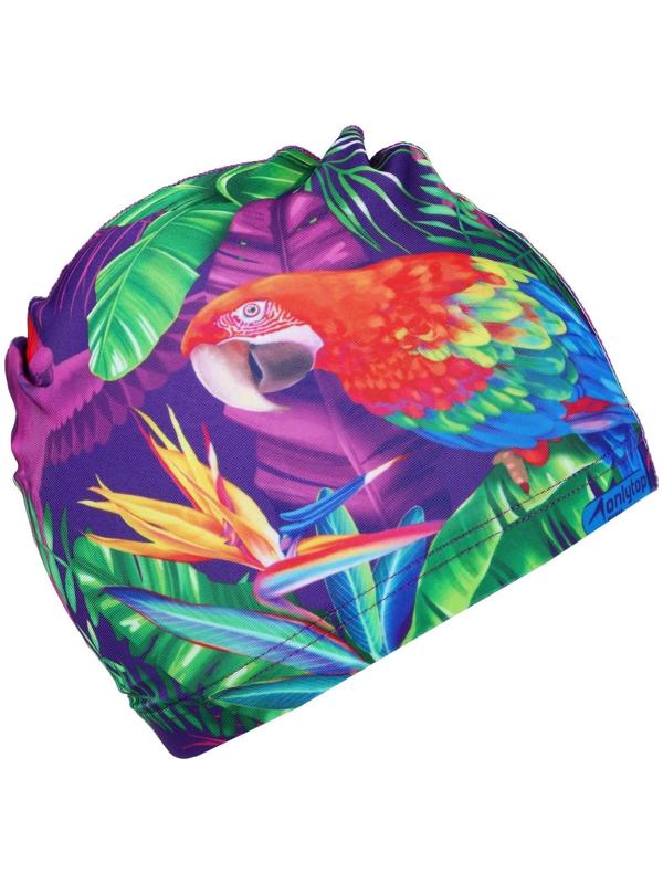 Шапочка для плавания женская «Попугай», тканевая, обхват 54-60 см