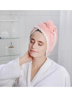 Чалма для сушки волос с пуговкой, микрофибра, цвет МИКС