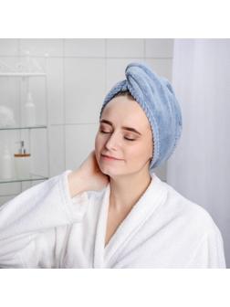 Чалма с пуговкой для сушки волос Доляна, микрофибра, цвет МИКС