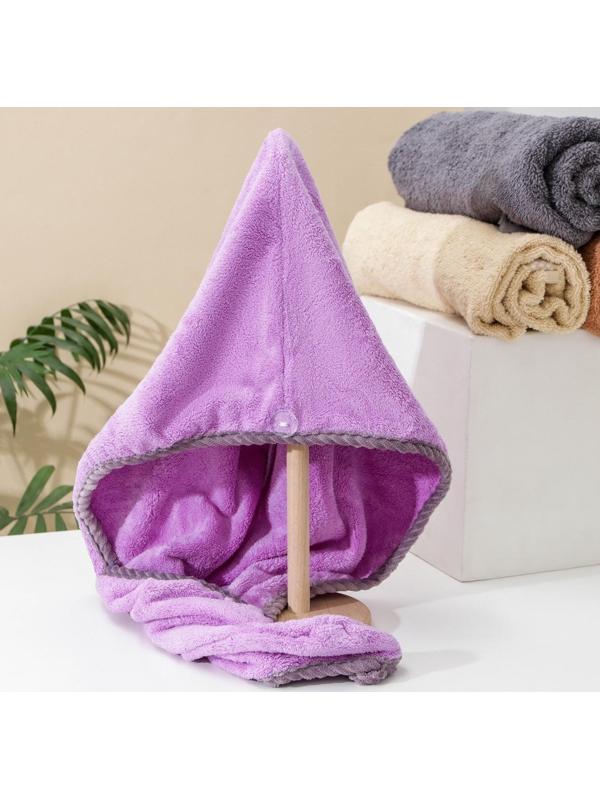 Чалма с пуговкой для сушки волос Доляна, микрофибра, цвет МИКС