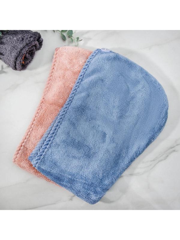 Чалма с пуговкой для сушки волос Доляна, микрофибра, цвет МИКС