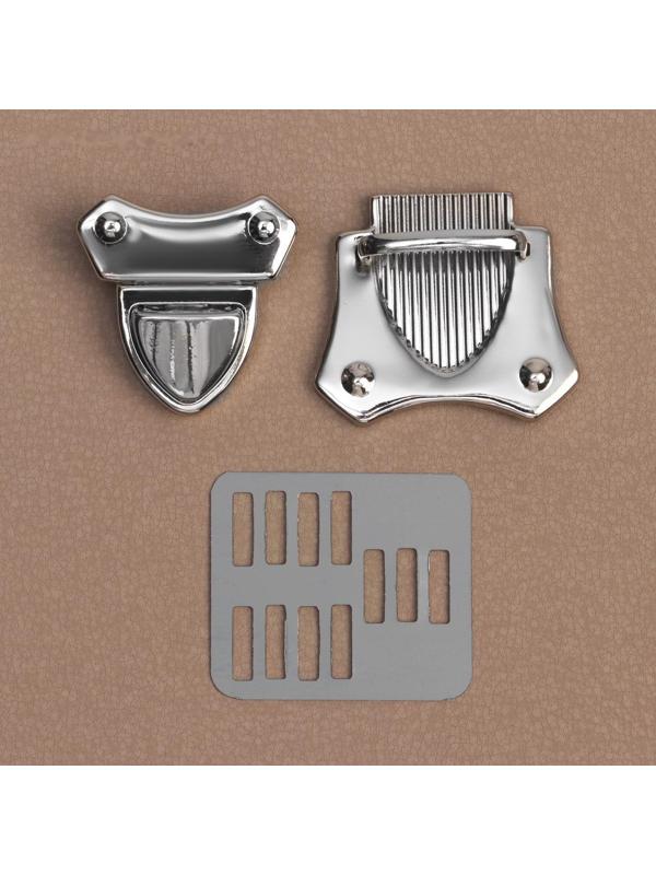 Застёжка для сумки, 4 × 4,2 см, цвет серебряный