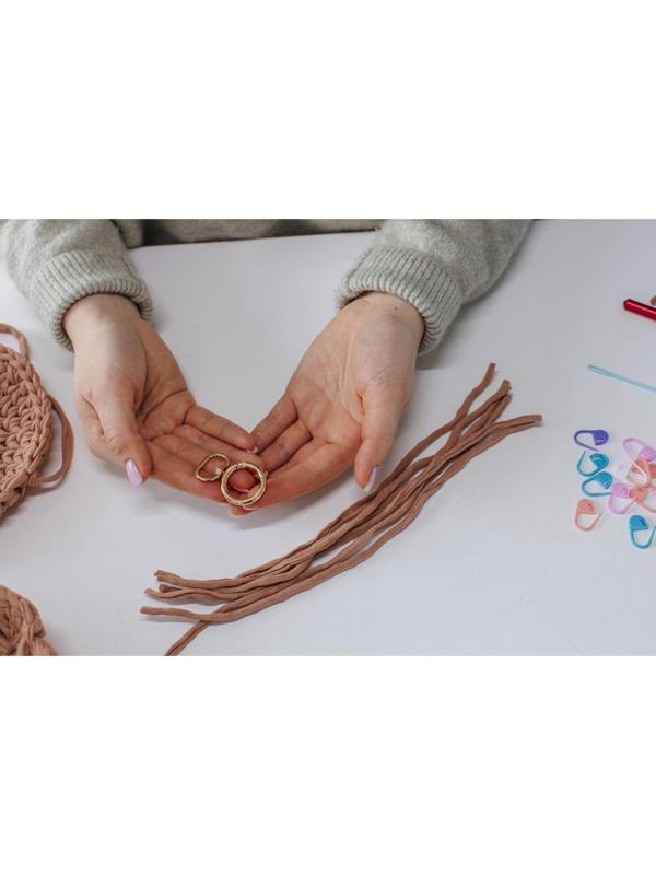 Кольцо-карабин, 43 × 27 мм, толщина - 4,5 мм, с креплением 19,5 × 3 мм, 5 шт, цвет золотой