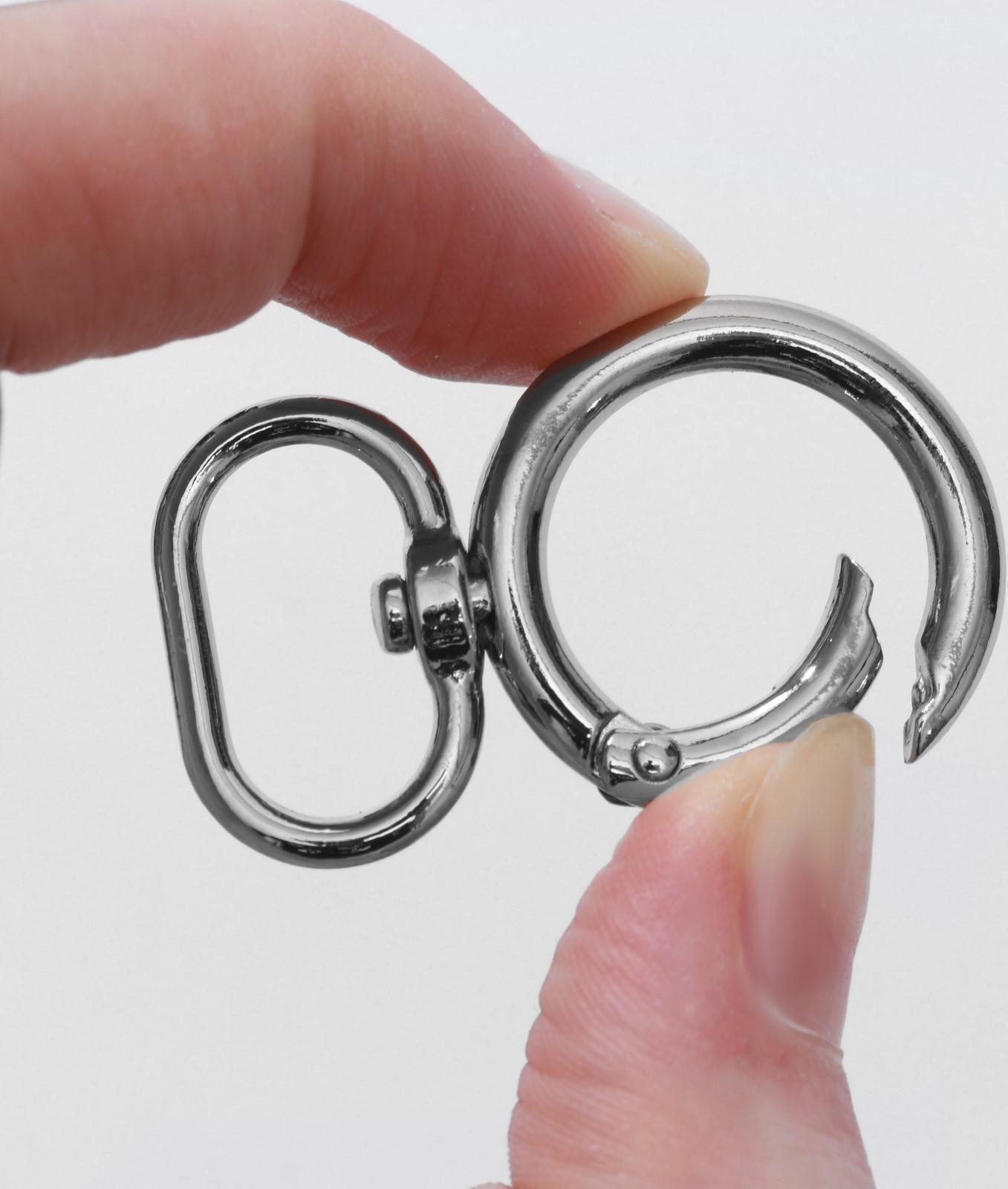 Кольцо-карабин, 43 × 27 мм, толщина - 4,5 мм, с креплением 19,5 × 3 мм, 5 шт, цвет серебряный