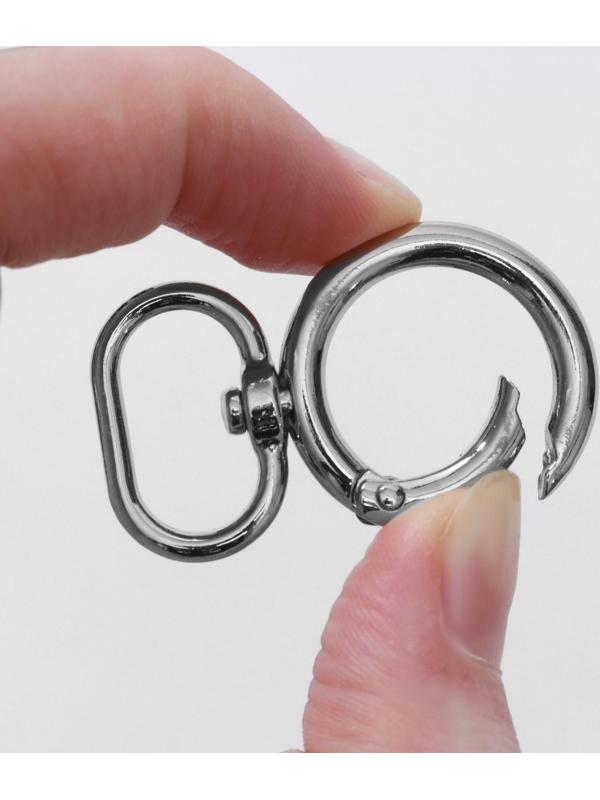 Кольцо-карабин, 43 × 27 мм, толщина - 4,5 мм, с креплением 19,5 × 3 мм, 5 шт, цвет серебряный