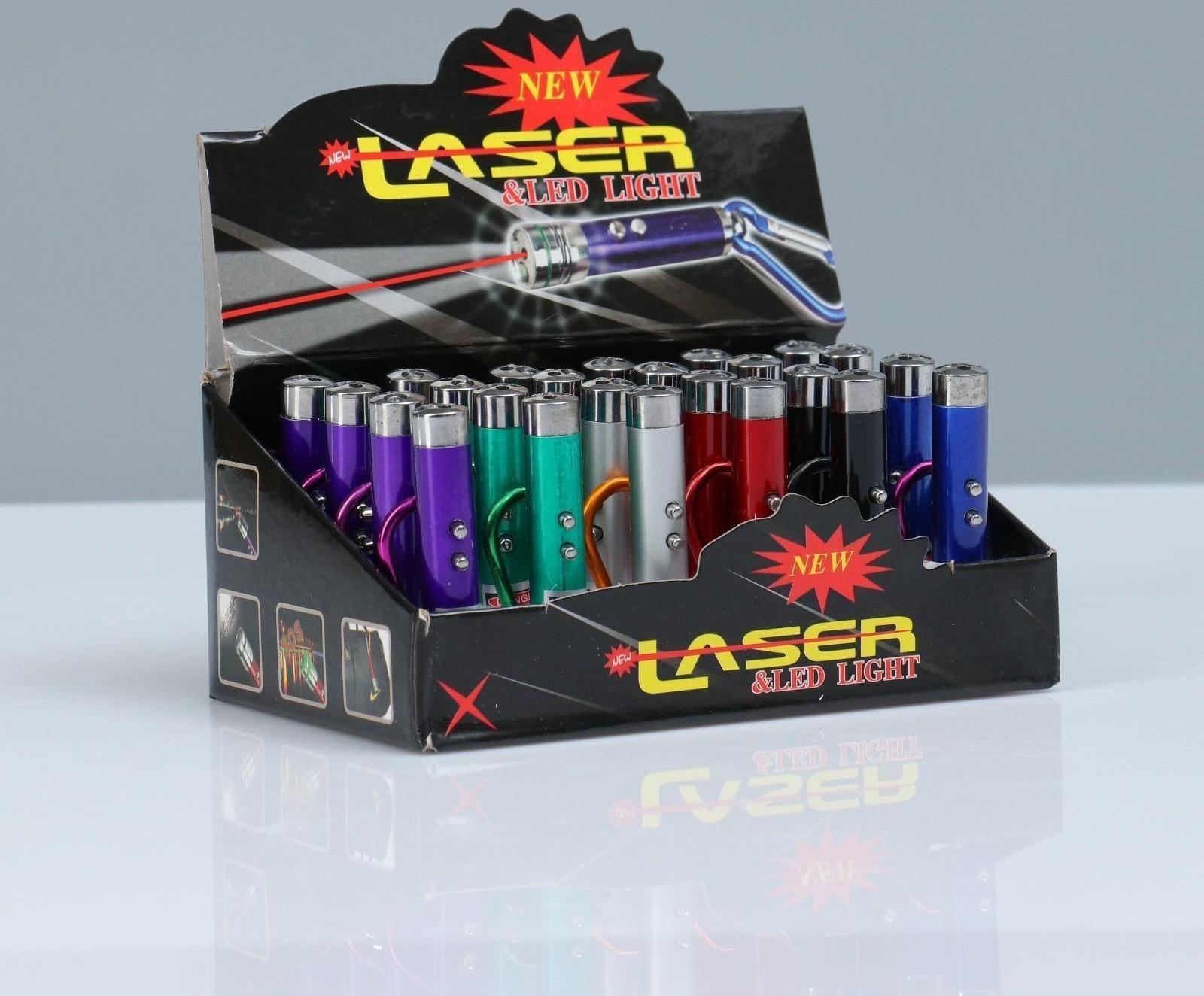 Лазерная указка, с карабином, дальность 1 км, 3 LR 44, 7.3 х 1.2 см, микс