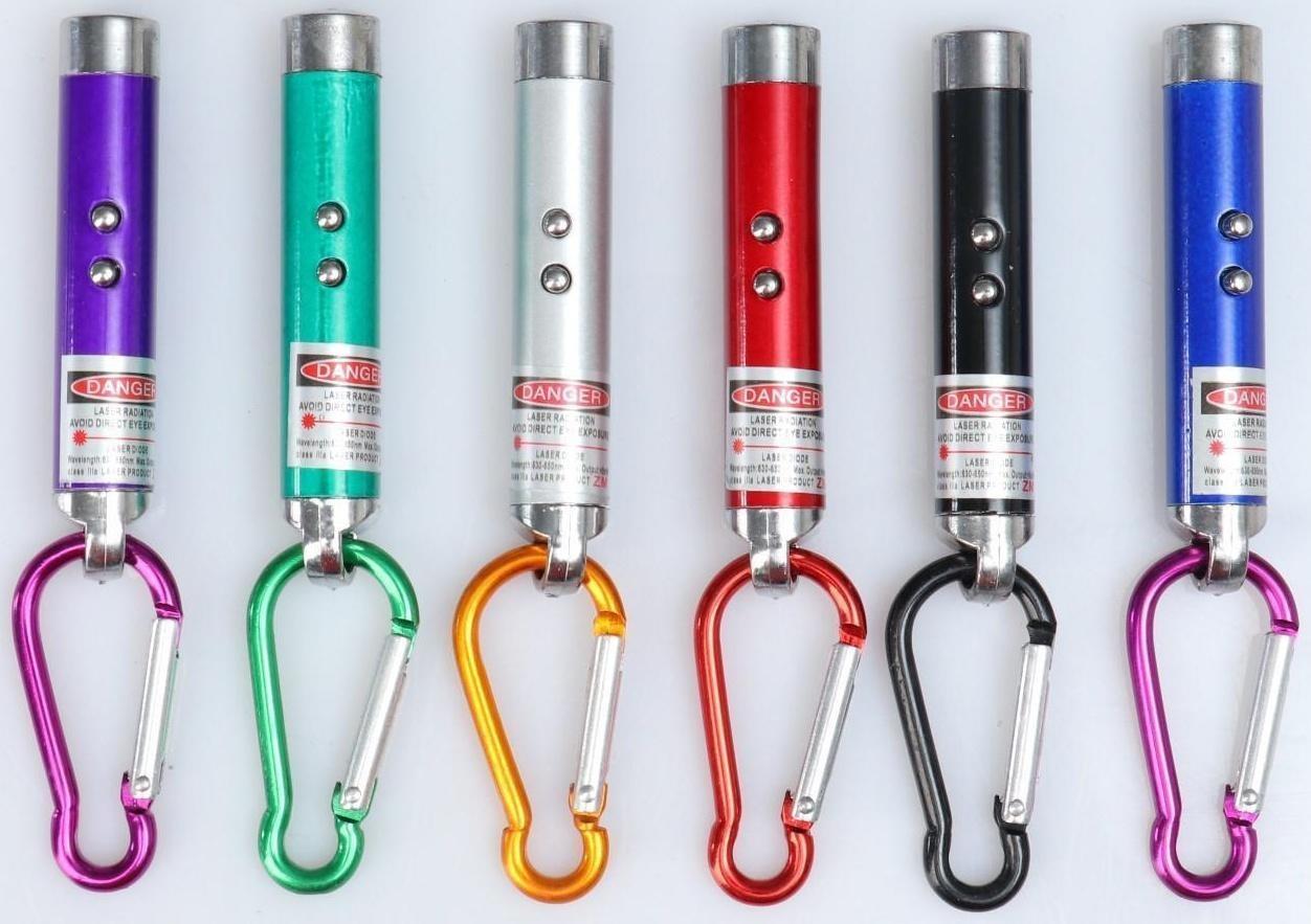 Лазерная указка, с карабином, дальность 1 км, 3 LR 44, 7.3 х 1.2 см, микс