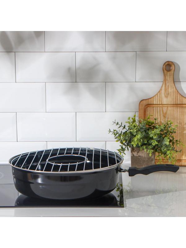 Сковорода- гриль Healthy grill, d=33 см, антипригарное покрытие, цвет чёрный