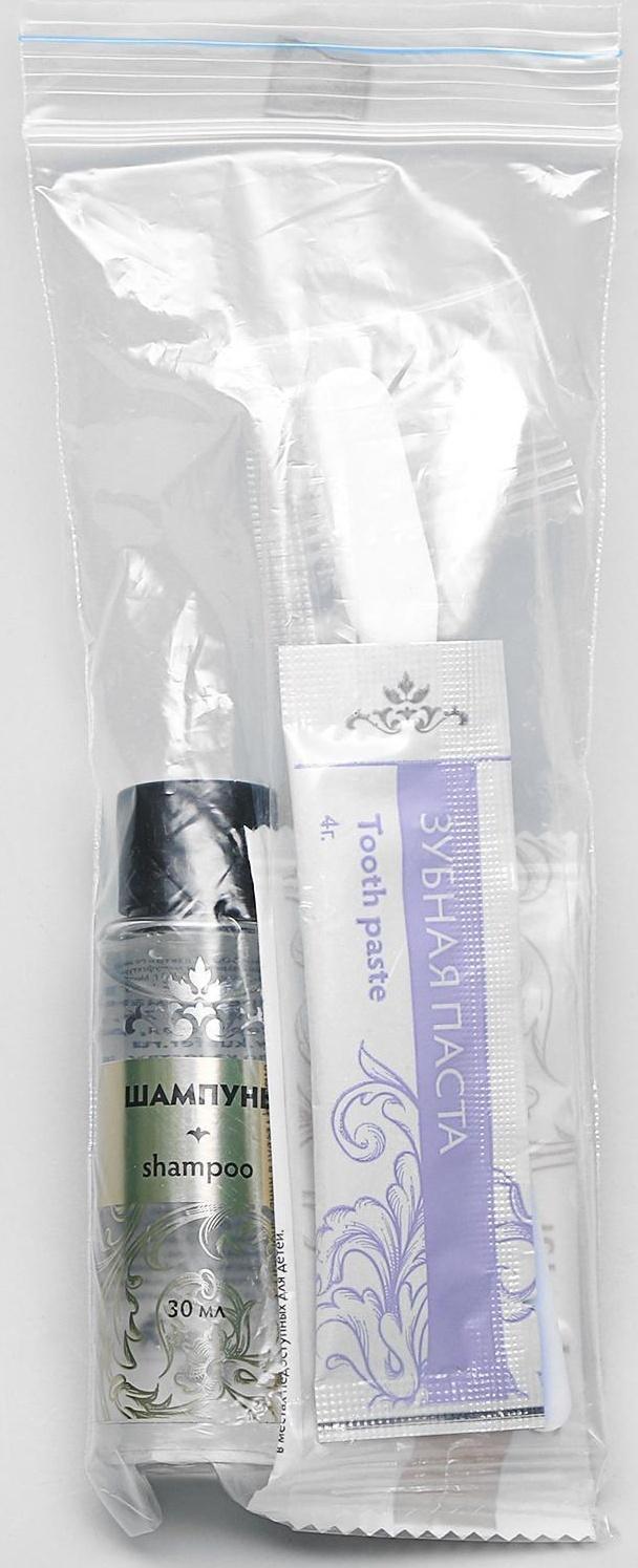 Travel Набор из 3 предметов, Зубной набор, Шампунь в флаконе, Мыло