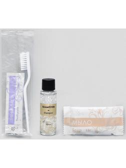Travel Набор из 3 предметов, Зубной набор, Шампунь в флаконе, Мыло