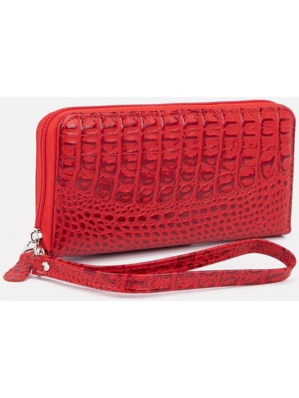 Кошелёк на молнии, цвет красный