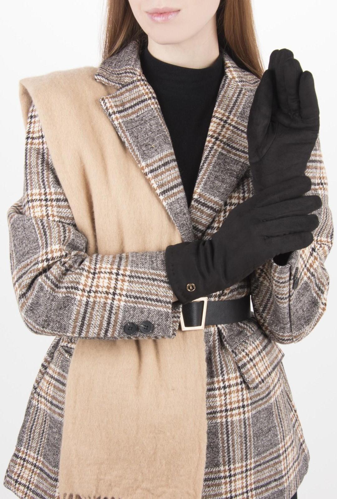 Перчатки женские безразмерные, с утеплителем, цвет чёрный