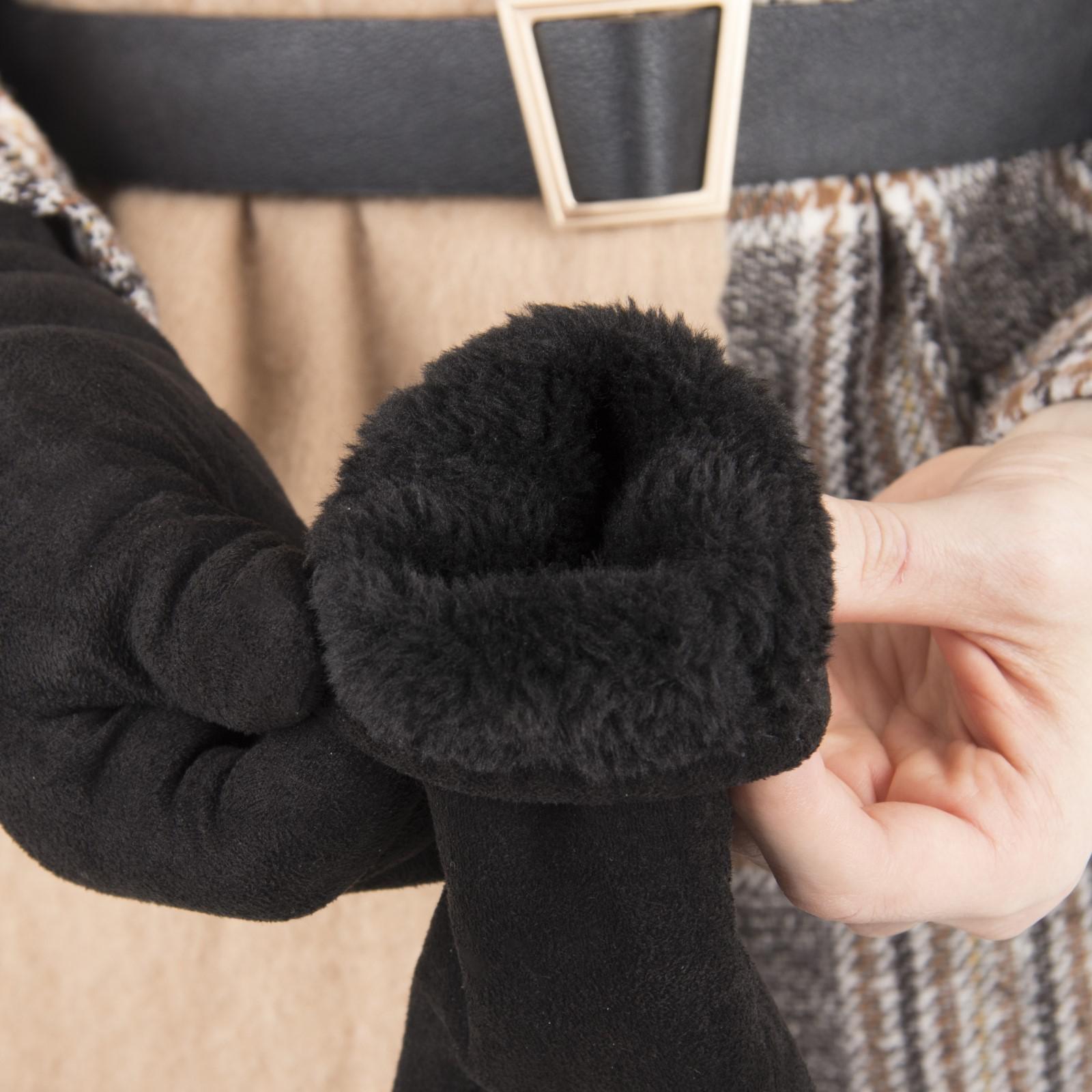 Перчатки женские безразмерные, с утеплителем, цвет чёрный
