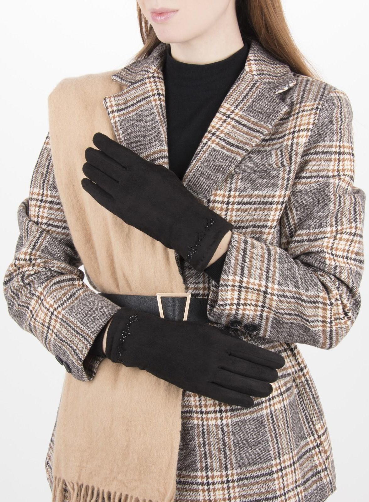 Перчатки женские безразмерные, с утеплителем, цвет чёрный