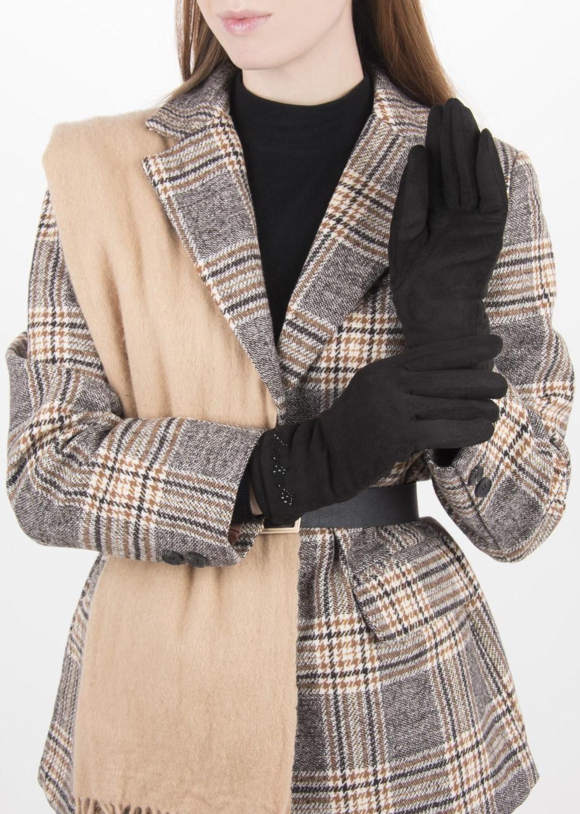 Перчатки женские безразмерные, с утеплителем, цвет чёрный